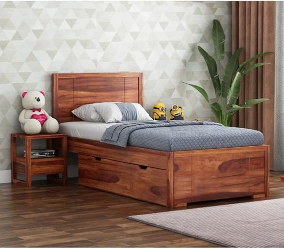 Divya Furniture Solid Wood Single Bed with Storage | Custom Sizes & Colours Available | Free Home Delivery | All Payments Accepted