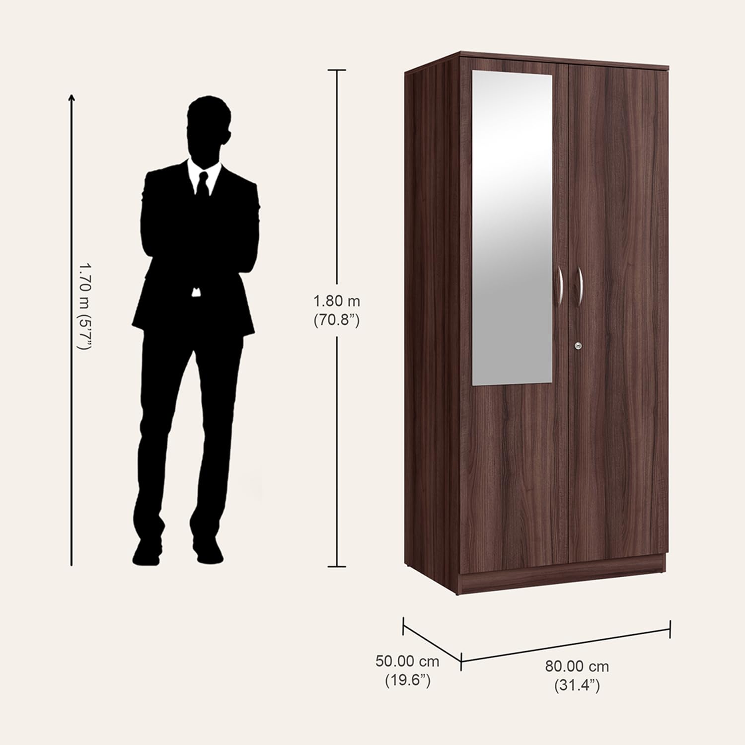 Divya Furniture 2 Door Wooden Wardrobe | Custom Sizes & Colours Available | Free Home Delivery & Demo | All Payments Accepted - Image 3