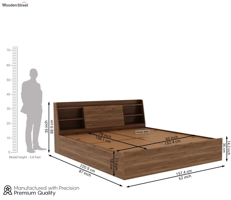 Divya Furniture Solid Wood Queen Size Bed with Storage | Custom Sizes & Colours Available | Multiple Wood Options | Free Home Delivery || ALL CARDS & PAYMENTS ARE ACCEPTED | - Image 4