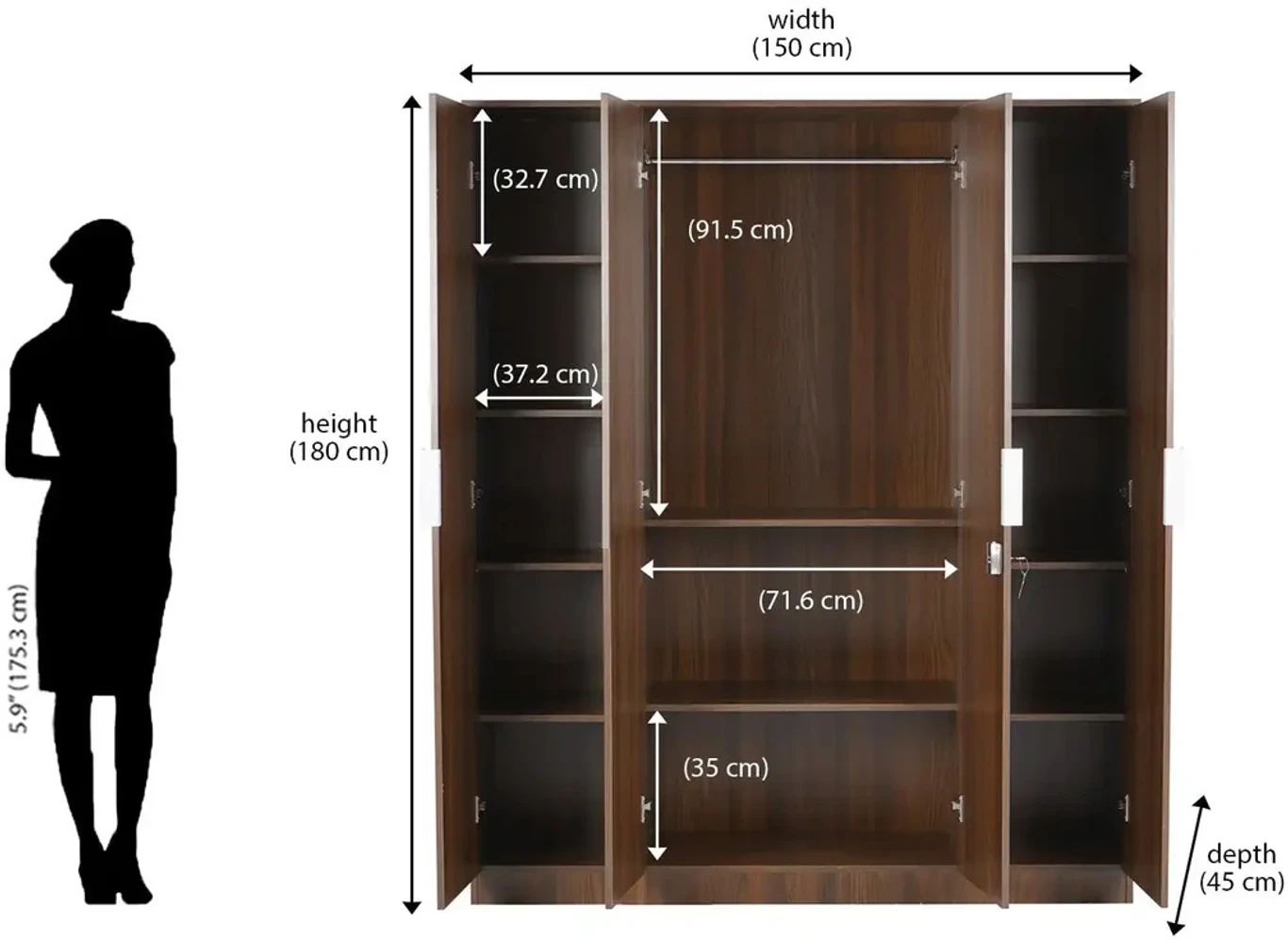 Divya Furniture 4 Door Wooden Wardrobe | Custom Sizes & Colours Available | Free Home Delivery | All Payments Accepted - Image 3